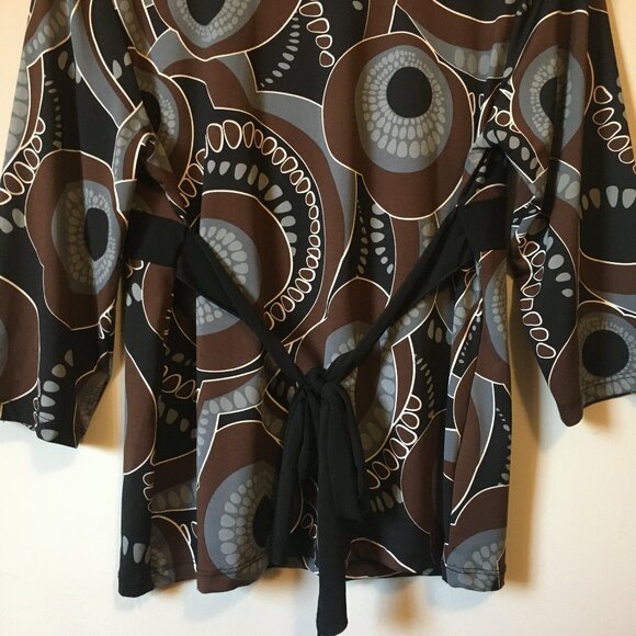 Y2K Carol Rose Retro 70s Groovy Tie Up Wrap Top Made in USA - Picture 8 of 16